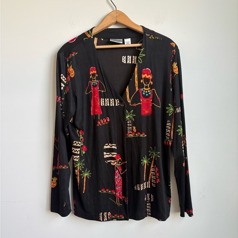 Chico's Travlers Button Front Top / Jacket / Cardigan Size 2 ( Large)